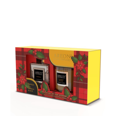 Набор Areon Home Perfume аромадиффузор 150мл + свеча ароматическая 120г Vanilla Black