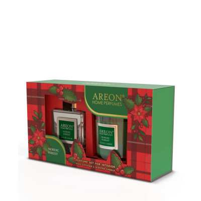 Набор Areon Home Perfume аромадиффузор 150мл + свеча ароматическая 120г Nordic Forest