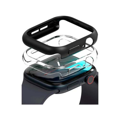 Чехол RINGKE SLIM для Apple Watch 11 / 10 42 mm CLEAR(1шт) + MATTE BLACK(1шт)