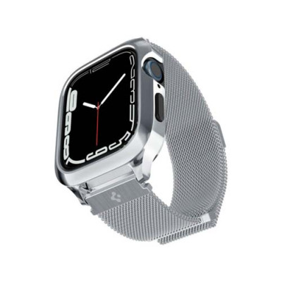 Ремешок с чехлом SPIGEN METAL FIT ”PRO” для APPLE WATCH 4 / 5 / 6 / 7 / 8 / 9 / SE (44 / 45 MM) SILVER